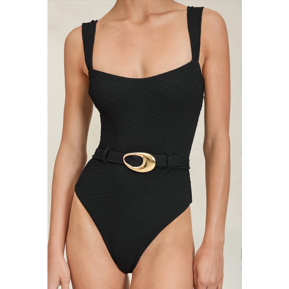 Devon Windsor Luca Black Belted One Piece Swimsuit